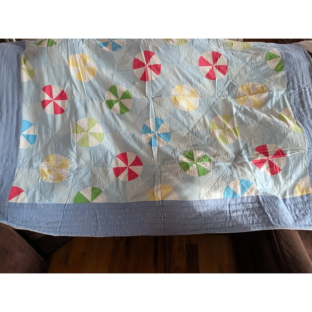 Beach Ball Handmade Quilt Featuring a Curved Piecing Pattern 65 X 71 Twin Child